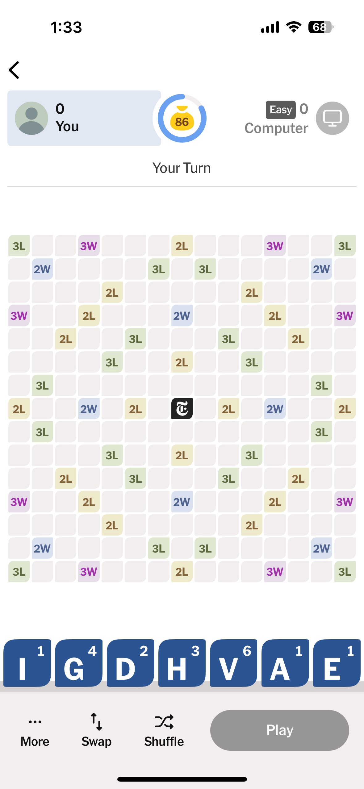 Screenshot of Crossplay's NYT game